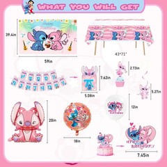 Pink Stitch Birthday Party Supplies Stitch Party Decorations Include Banner B…