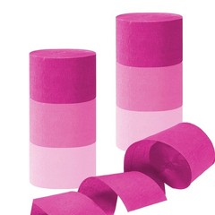 Pink Crepe Paper Streamers 1.8 Inch 82 Feet Per Roll 6 Rolls 3 Color Party