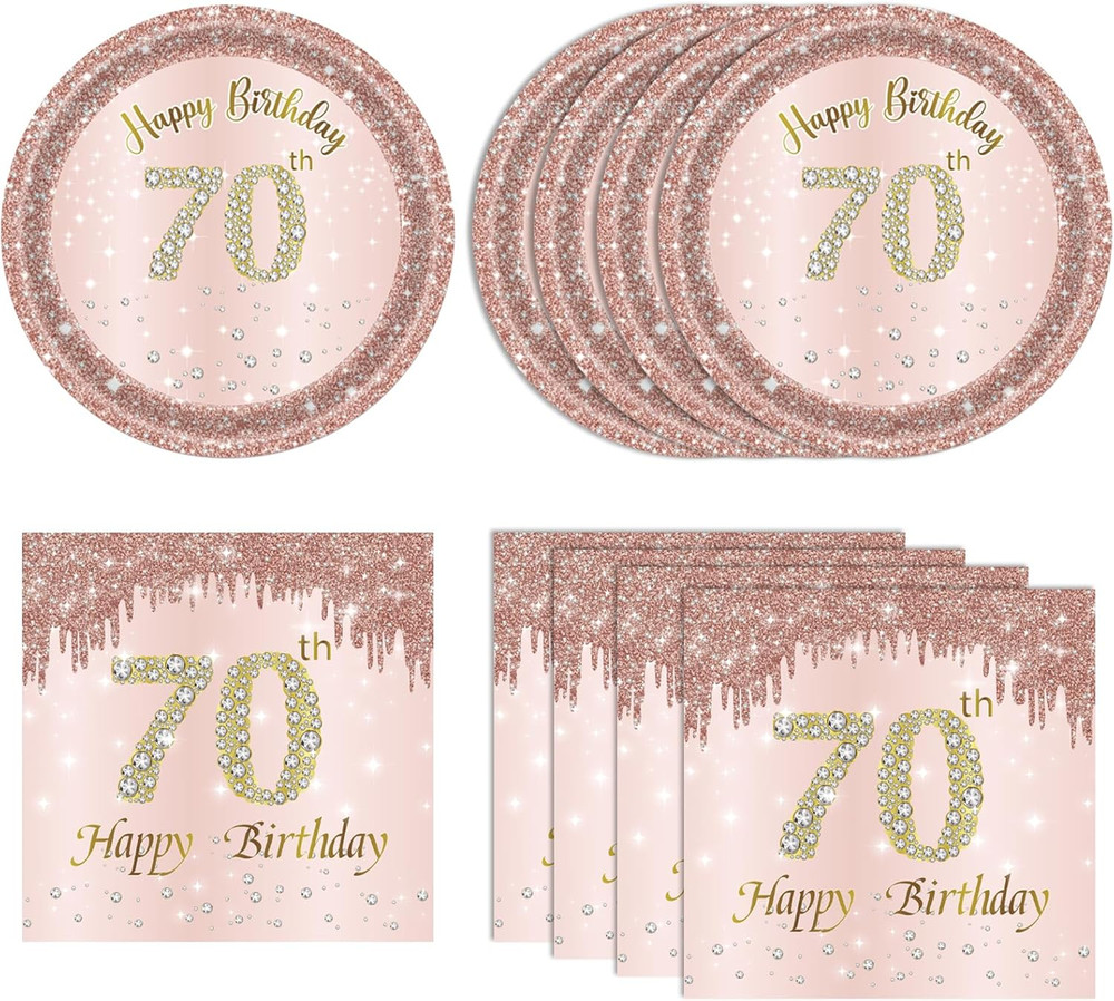 40Pcs 70Th Birthday Decorations for Women Rose Gold 70 Year Old Birthday Decorat