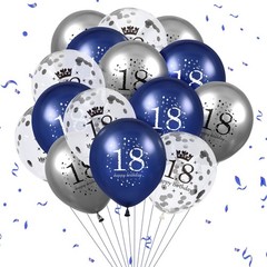18th Birthday Balloons, 15 PCS Navy Blue Silver Latex 18th Birthday Balloons …