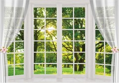 Window Scenery Photography Backdrop Floral Green Forest Natural Background Party