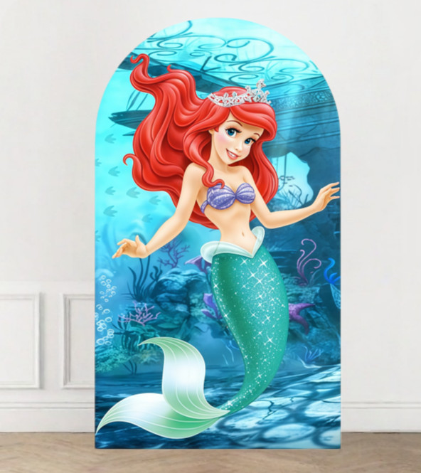 Mermaid Princess Ariel Arch Backdrop Cover Birthday Photo Background Party Decor