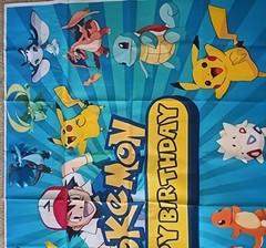 Pokemon Theme Birthday Party Backdrop Decor 5x3ft Blue Pikachu Banner Decoration
