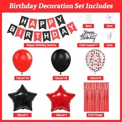 Red and Black Party Decorations for Men Women Boys Girls Confetti Red Black