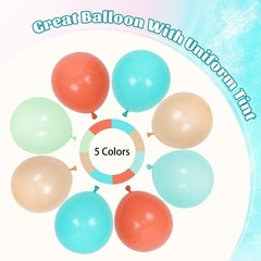 151pcs Tropical Balloon Arch Kit, Coral Red Teal Pastel Green Blue Pearl Gold…