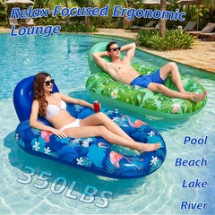 FindUWill Inflatable Pool Float Lounger Adult2 Pack 65″ x 42″ Pool Floats Cha…