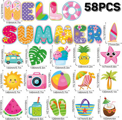 73 Pcs Hello Summer Cutouts for Bulletin Board Decorations – Hawaiian Tropical P