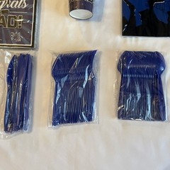 Blue & Black Graduation Decorations, Congrats Grad! Party Supplies for 24 Guests