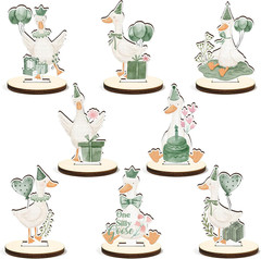 16 Pcs Wooden Baby Shower Table Centerpiece Sage Green One Silly Goose Tabletop