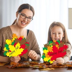 120 PCS Large Thanksgiving Fall Leaves Cutouts Decorations Paper 4 Inch