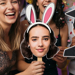 Personalized Face on a Stick, Big Head Cutouts, Funny Bachelorette Decorations