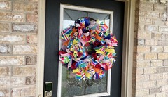 Birthday Balloon & Dot Party Front Door Deco Mesh Wreath Festive Bright Cheerful