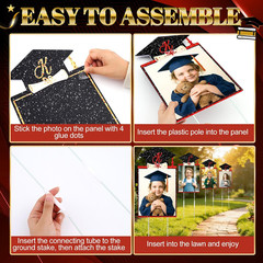 13 Pcs 37″ K-12 Graduation Photo Yard Signs with Stakes, Double-Sided Class of 2