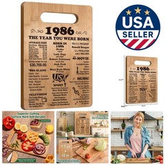 40th Birthday Cutting Board Gift – 1986 Decor for Women & Men, 12″L x 7.7″W