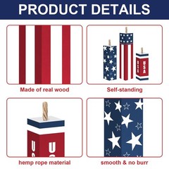 4th of July Firecracker Decorations – Rustic Patriotic Tiered Tray Decor, Indepe