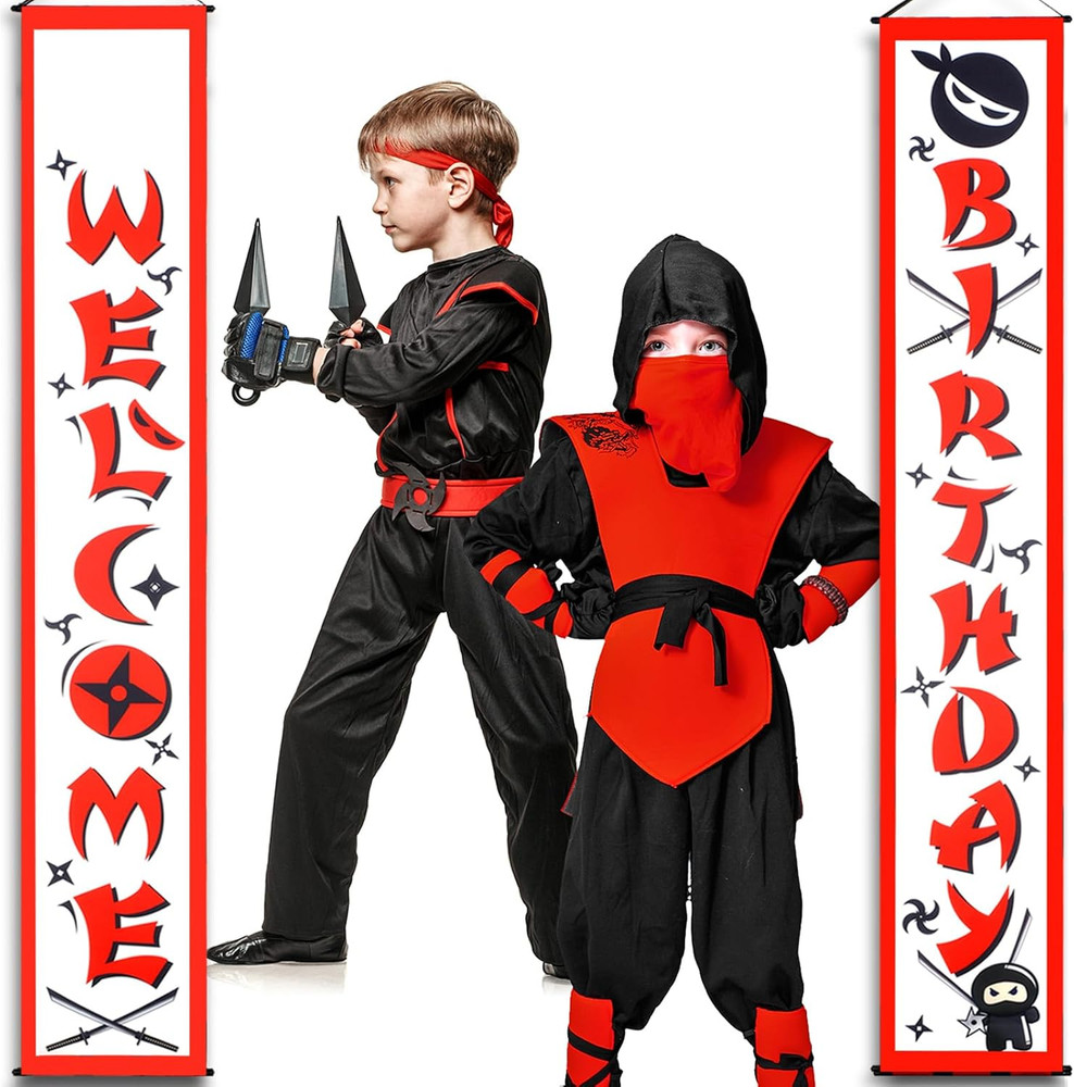 Ninja Birthday Porch Banners Welcome Birthday Sign Kids Karate Party Decor Ideas