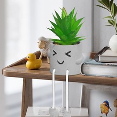 SEMSOIIO 3 Pcs Aesthetic Faux Succulents with Dangling Legs Small, Gray-3