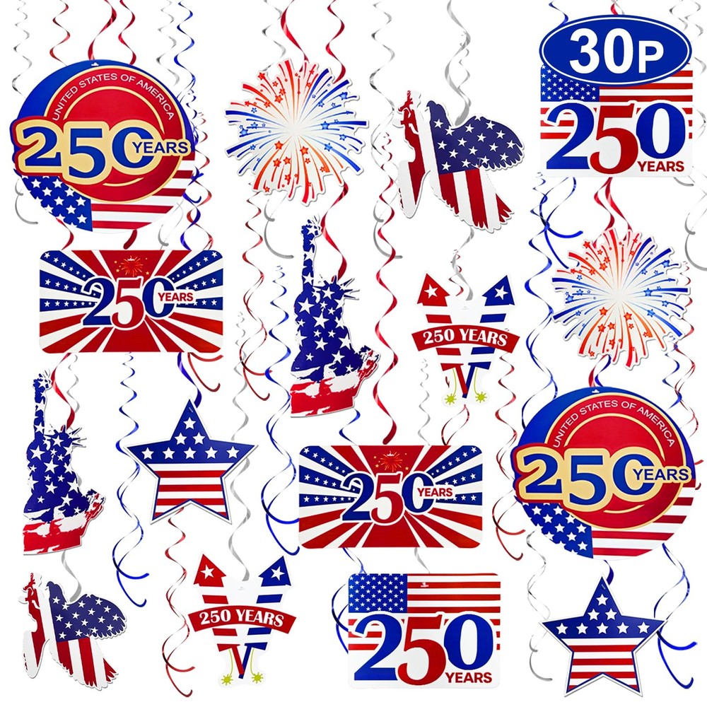 30 Pcs USA 250th Anniversary 4th of July Decorations Fourth of July Party Suppli