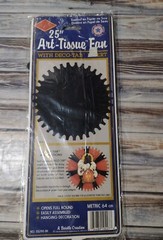 Vintage 90s Beistle Paper Art Tissue Black Fan 25” Hanging For Halloween Decor