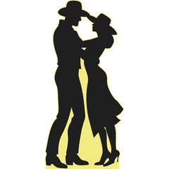 SP13422 Country Western Texas Cowboy Couple Hugging Silhouette Cardboard Cutout