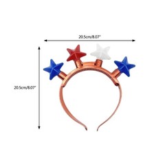 Light Up Red Blue White Star Headband for Women Men Fourth of July Celebration