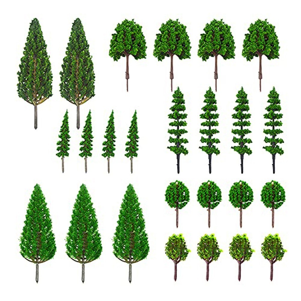 25pcs Mixed Miniature Model Trees for Train Layouts Diorama Decoration
