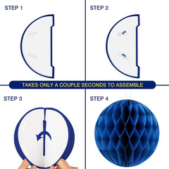 Blue Birthday Decorations, Happy Birthday Banner with Honeycomb Balls, Circle Do