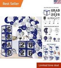 Class of 2026 Blue Graduation Decorations Balloon Arch Kit 4 Balloons Boxes GRAD
