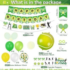 Tennis Party Decorations, Includes Tennis Happy Birthday Banner, Tennis Balloons