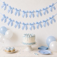 2 Pack Bow Garland Banner, 8.3 ft Pre-Strung Satin Ribbon Bow Decorations for…