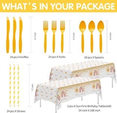 First Trip around the Sun Birthday Decorations Tableware – Boho Sunshine Sun 1St