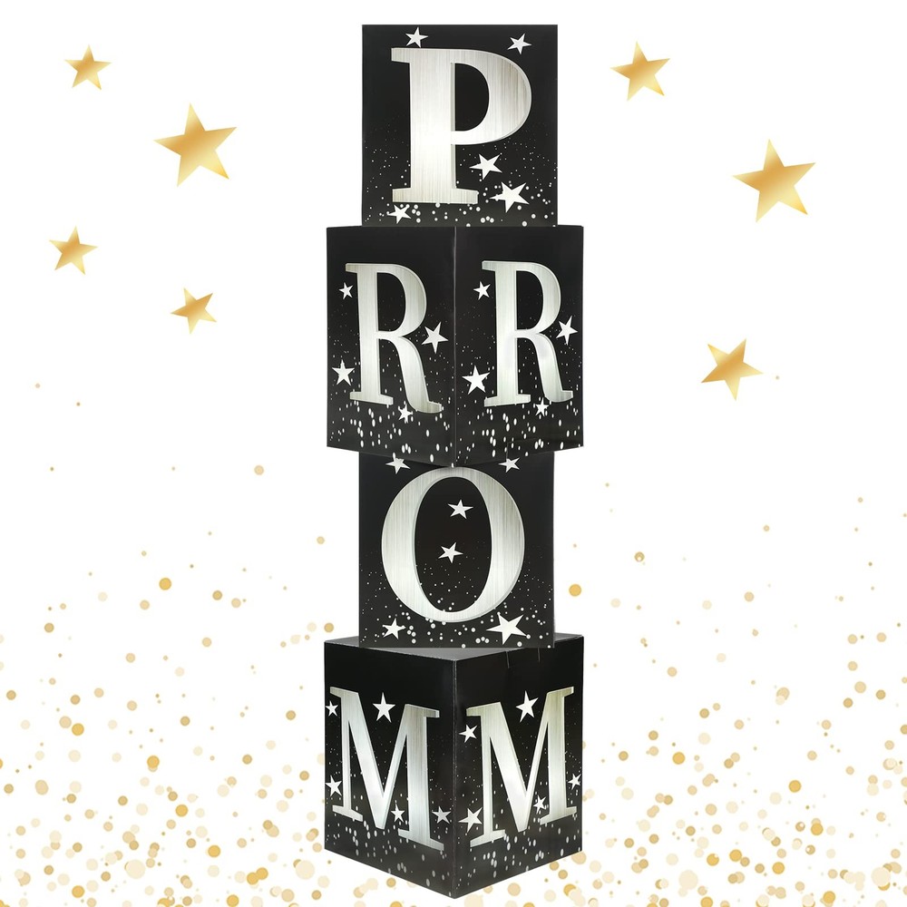 4 PCS Large Prom Column Standup Photo Booth 51 Inch Black Silver 2026 Decor