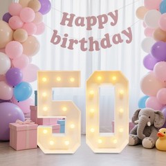 50 Light Up Numbers 100cm Mosaic Marquee Led Sign For 50th Birthday Decorations