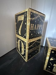 70th Birthday Decorative Boxes Stackable Cubes Black And Gold