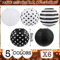 Treela Black and White Paper Lanterns Back to School Classroom Decorative 8″