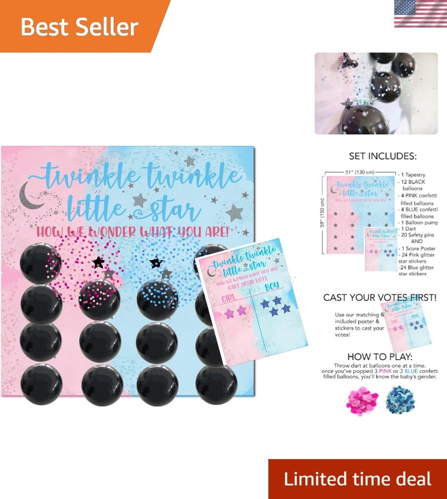 Deluxe Baby Gender Reveal Game Set with Voting Poster and Colorful Balloons