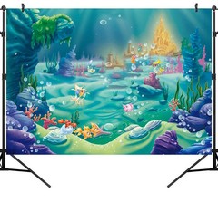 Under The Sea Mermaid Backdrop Photography 7x5ft Underwater Castle Photobooth