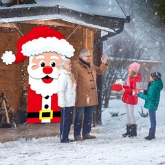 Large Christmas Door Cover Decoration Santa Claus Shaped Door Banner Xmas Doo…