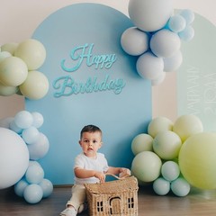 TONIFUL Happy Birthday Sign for Backdrop – Glitter Teal Felt Banner – Include…