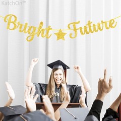 Glitter Bright Future Banner – 10 Feet, No DIY, Pre Strung | Bright Future Gold