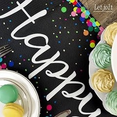 Happy Birthday Table Runner 72 Inches, White | Birthday Centerpieces, Polka Dots
