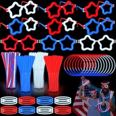 Fun & Safe 126 PCS Glow Stick Accessories for All Ages – 4th of July Ready