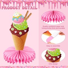 Faccito 10 Pcs Ice Cream Party Decorations 3D Ice Cream Drip Baseball Honeyco…