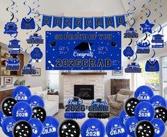 59Pcs Graduation Decorations 2026 Backdrop Balloons Banner Centerpiece Hangin…
