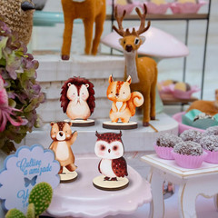 16 Pcs Woodland Animals Wood Table Centerpieces Woodland Baby Shower Decorations
