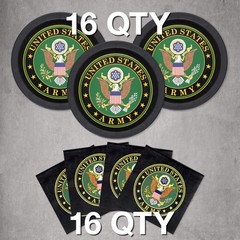 U.S. Army Party Supplies for 16 Guests – 9″ Paper Plates & Napkins Set