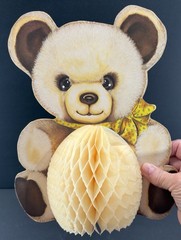 VTG 1986 Beistle Teddy Bear Die Cut Party Decor Honeycomb Baby Shower USA Made