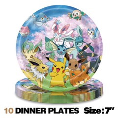 Eevee Party Supplies Set Plates Cups Tablecloth Napkins Birthday Decor