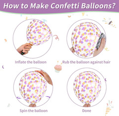 Pastel Balloons,12 Inch Macaron Pink Blue Purple Green Yellow Colorful Confetti