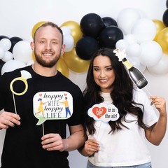 41 PCS Anniversary Photo Booth Props Kit 8×10 Sign Sticks Adhesive Pads